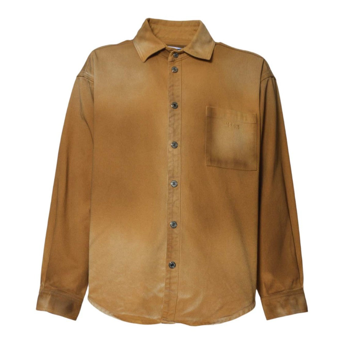 Msgm Gradient Beige Button-Up Shirt With Chest Pocket