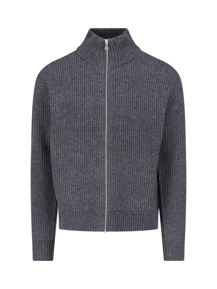 Berner Kuhl Grey Shrunk Wool-Blend Knit Zip-Through Knit