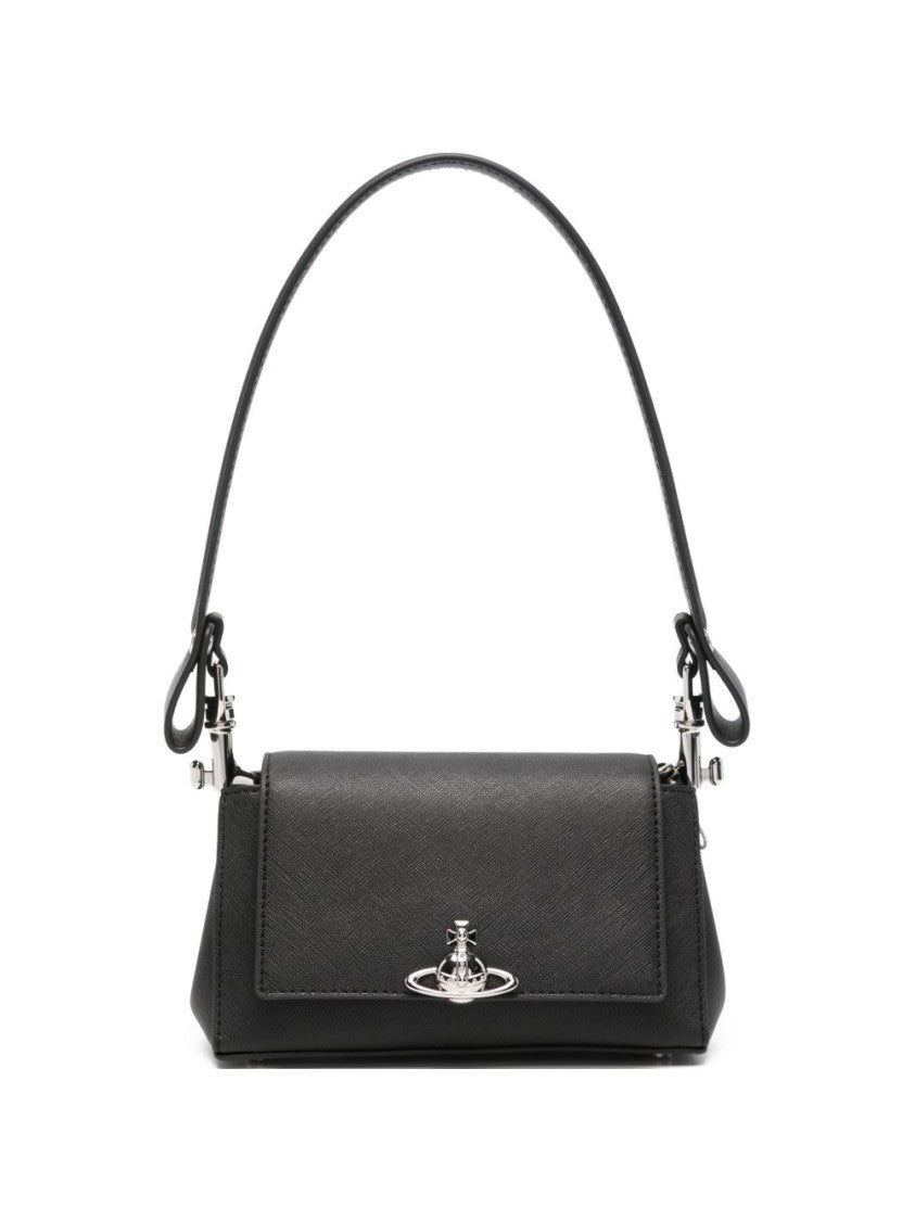 Vivienne Westwood Structured Handbag With Flap Closure And Silver-Tone Emblem