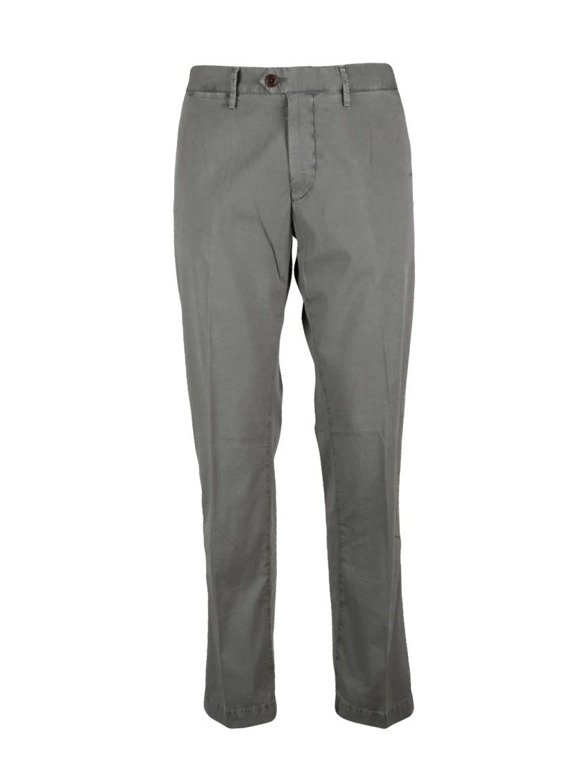 Modfitters Cotton Stretch Trousers With Mid-Rise Waist