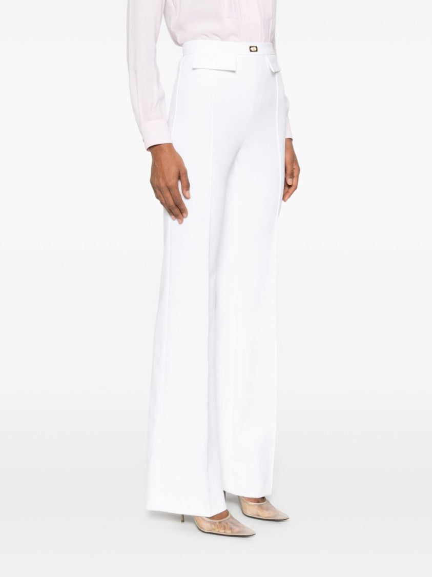 Elisabetta Franchi High-Waisted Flared Pants With Gold Accent