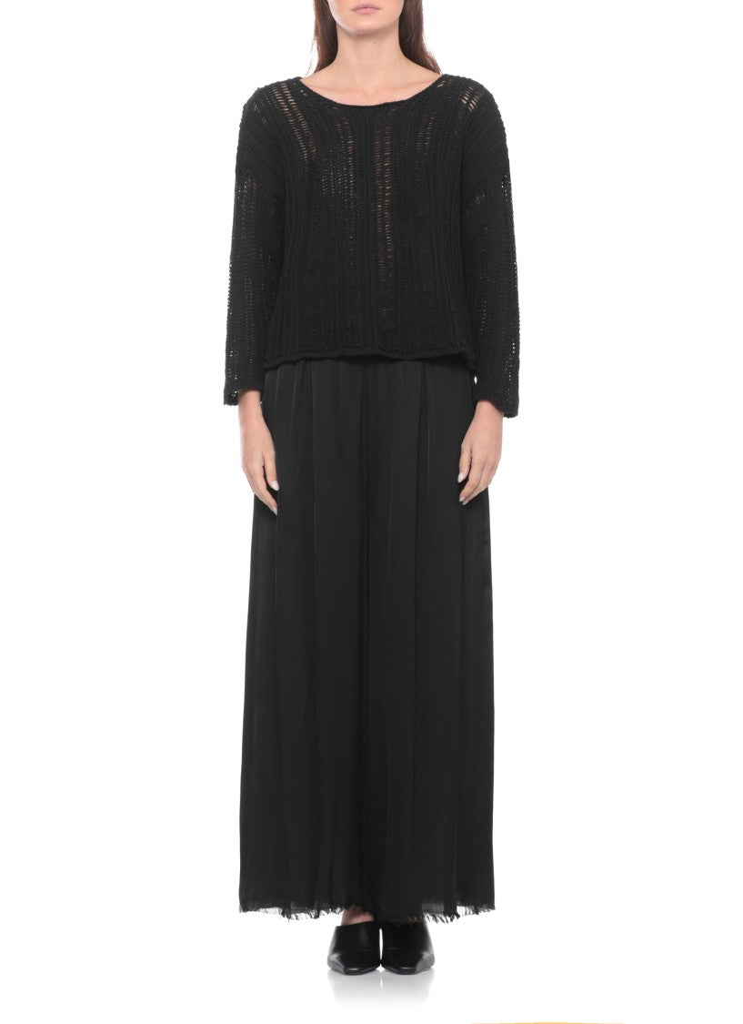 Sanctamuerte Black Wide Neck Cotton Sweater