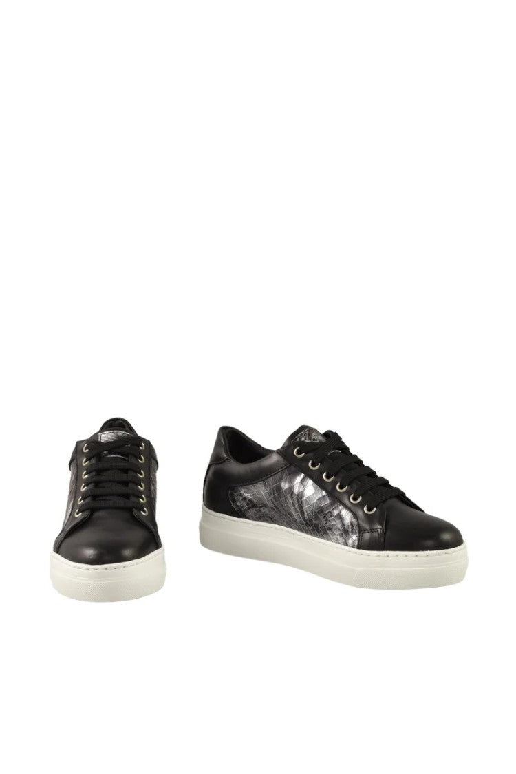 Twelve Style Division Low-Top Sneakers With Textured Silver Panels