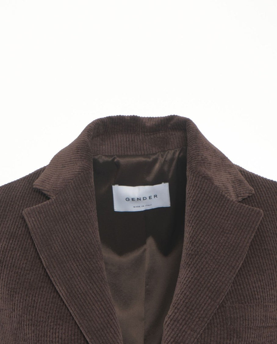 Gender Ribbed Corduroy Blazer With Notched Collar