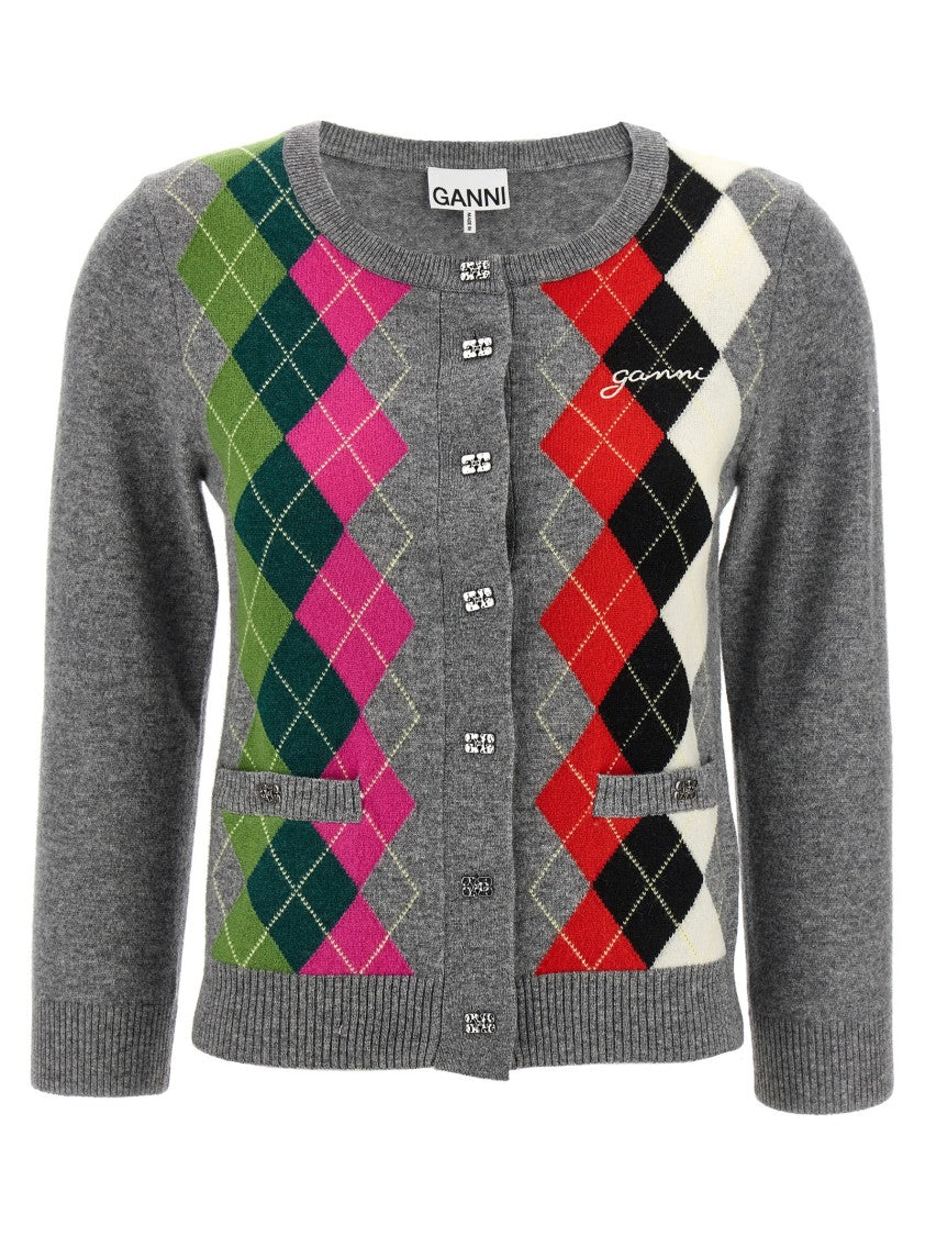 Ganni 'Grey Check' Cardigan