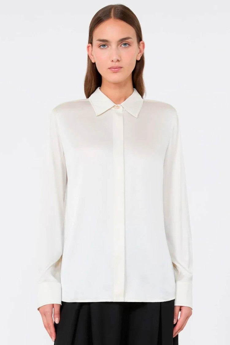Max Mara Ivory Mstxero Satin Silk-Blend Shirt