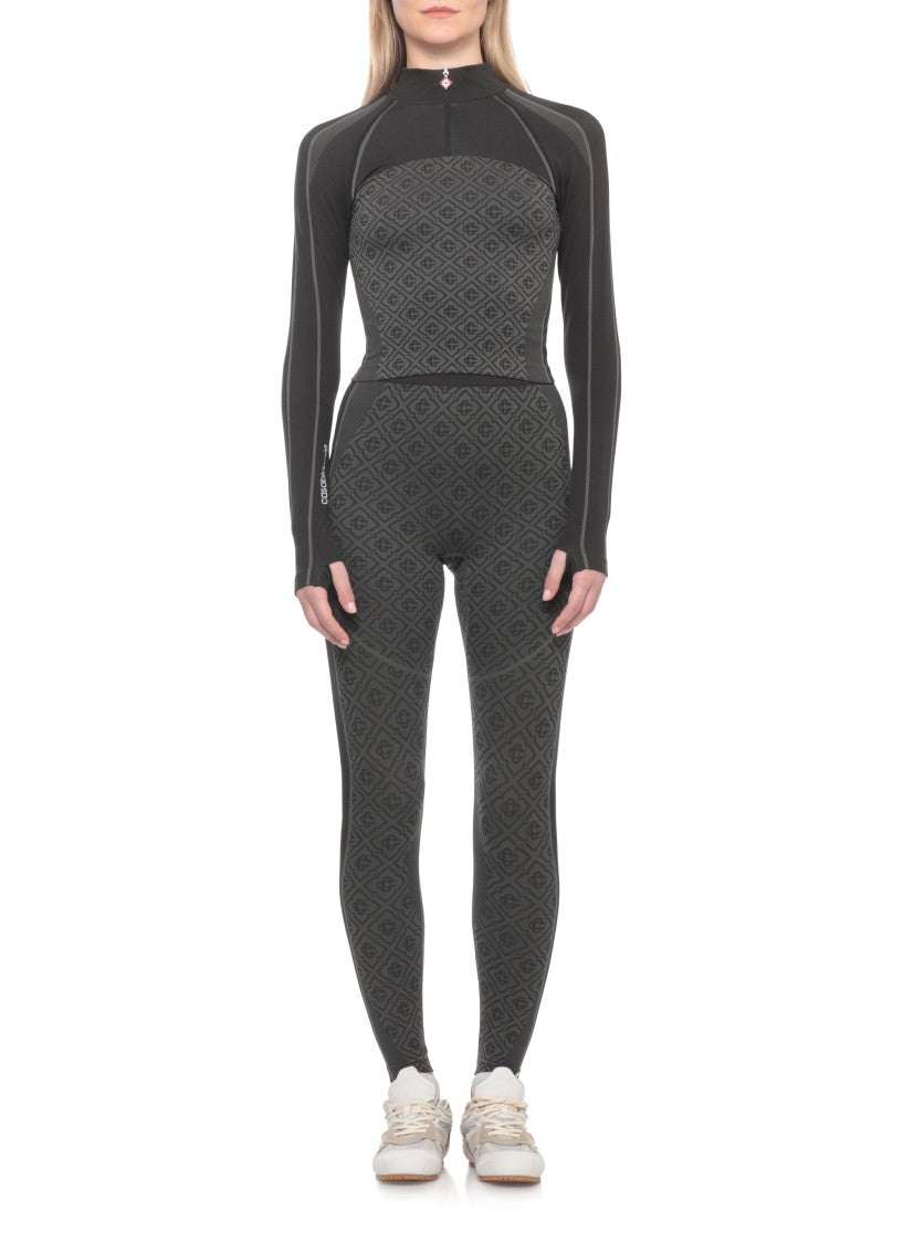 Casablanca Black Seamless Monogram Leggings