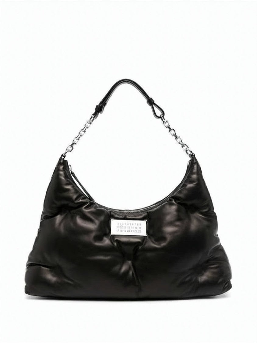 Maison Margiela Padded Leather Shoulder Bag With Silver Chain Detail