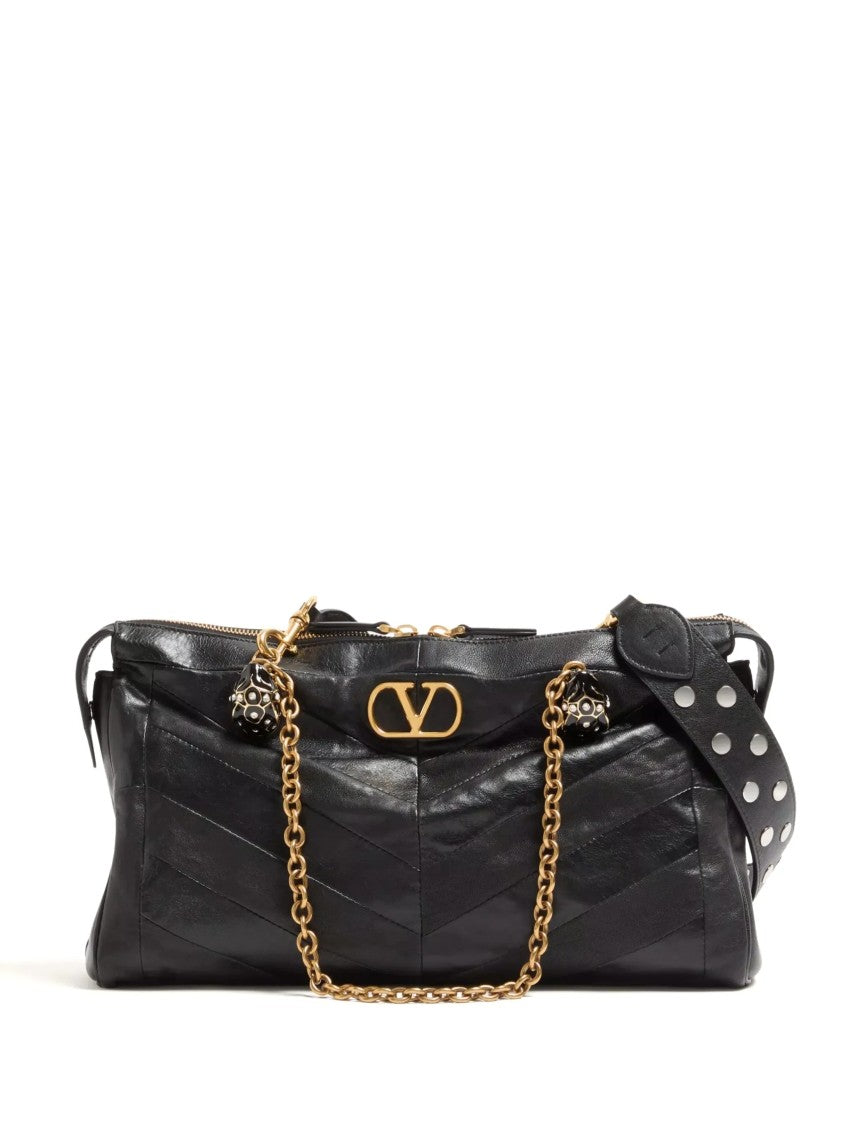 Valentino Medium Chevron Pattern Nappa Leather Shoulder Bag