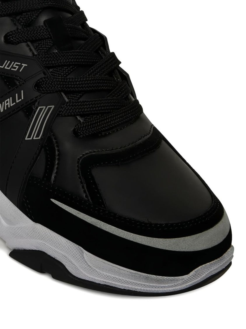 Just Cavalli Panelled Black Low-Top Sneakers