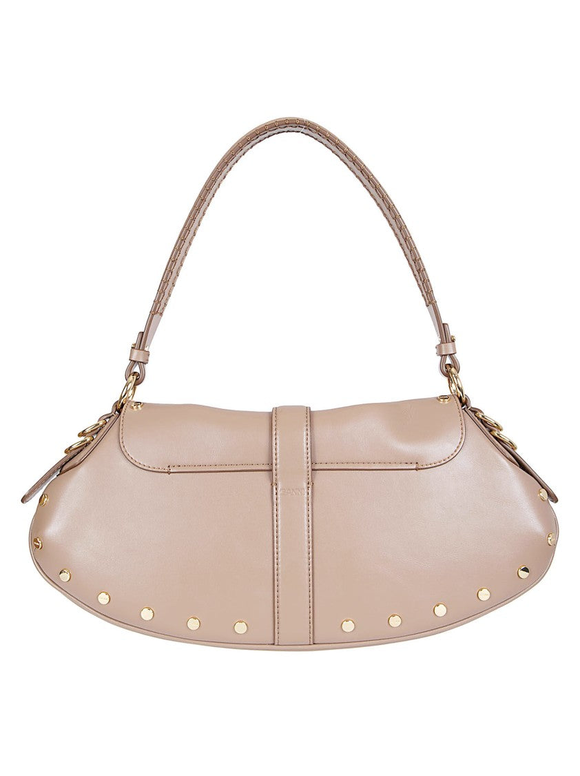 Ganni Curved Small Shoulder Bag With Butterfly Clasp And Gold-Tone Accents