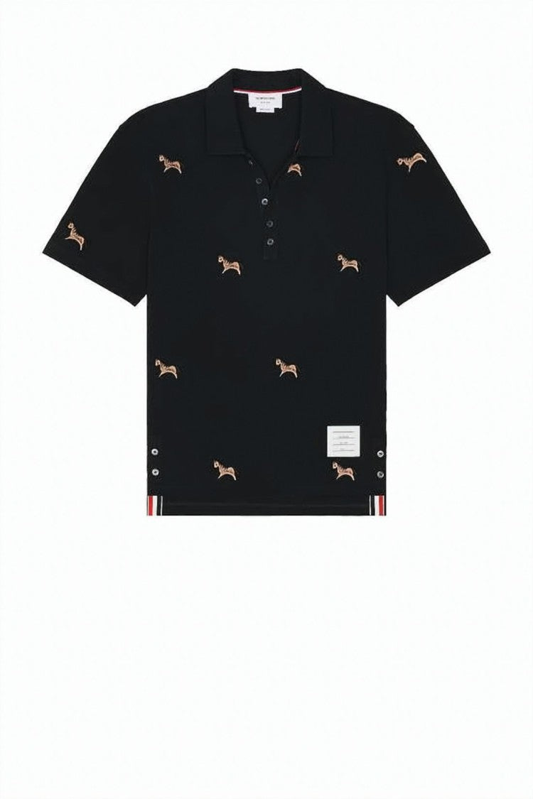 Thom Browne Cropped Black Polo Shirt