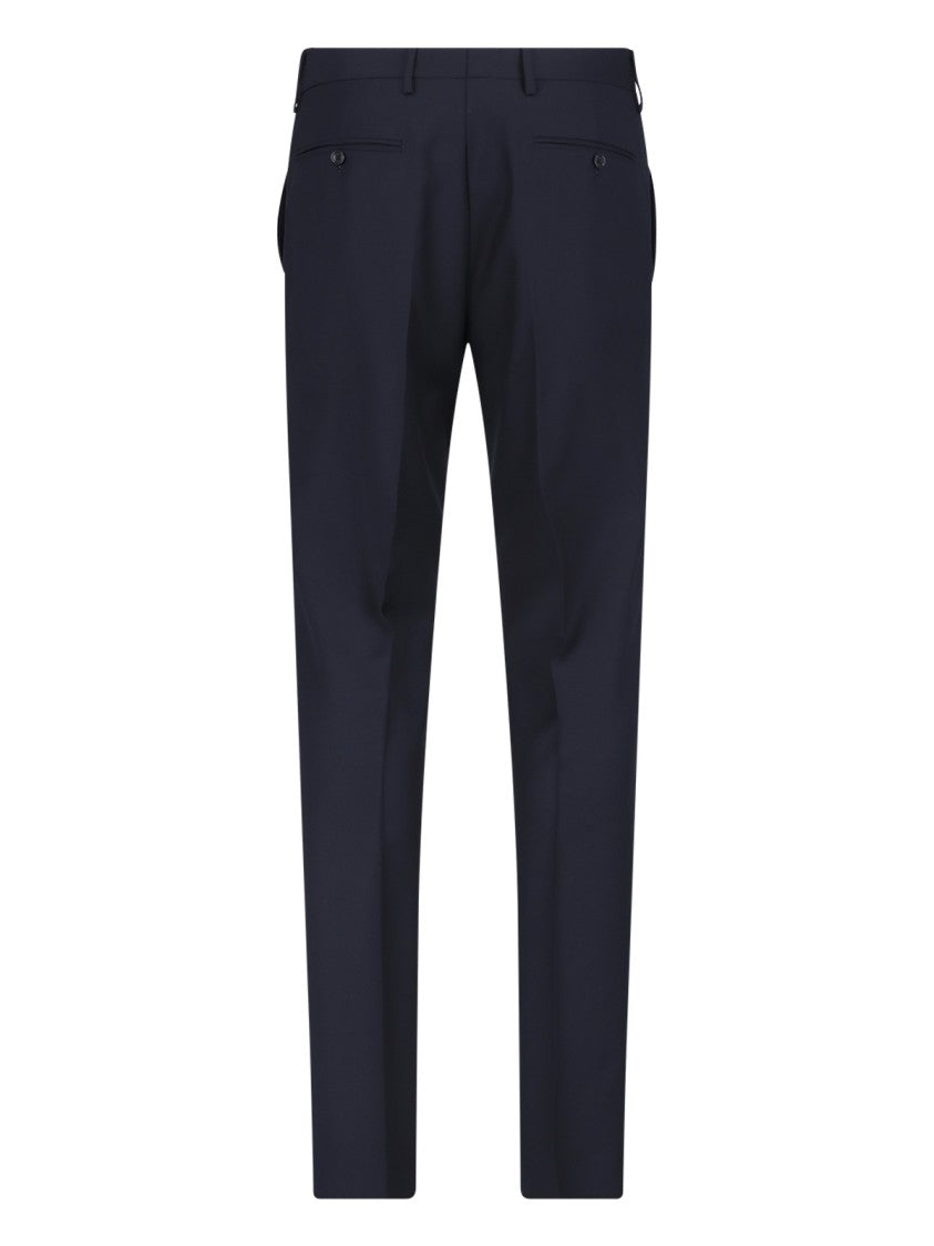 Tagliatore Navy Single-Breasted Peaked Lapel Wool Suit