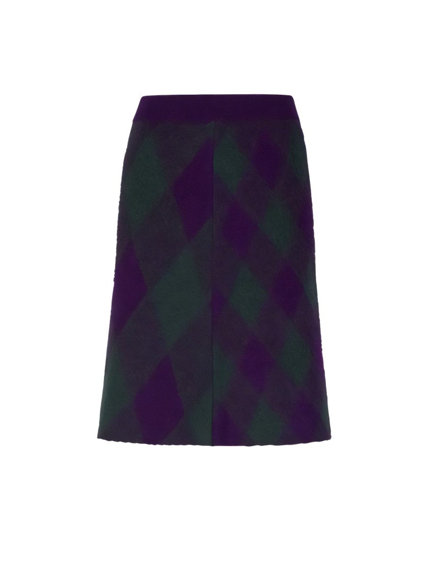 Burberry Mid-Length Skirt With Diamond Pattern In Deep Hues