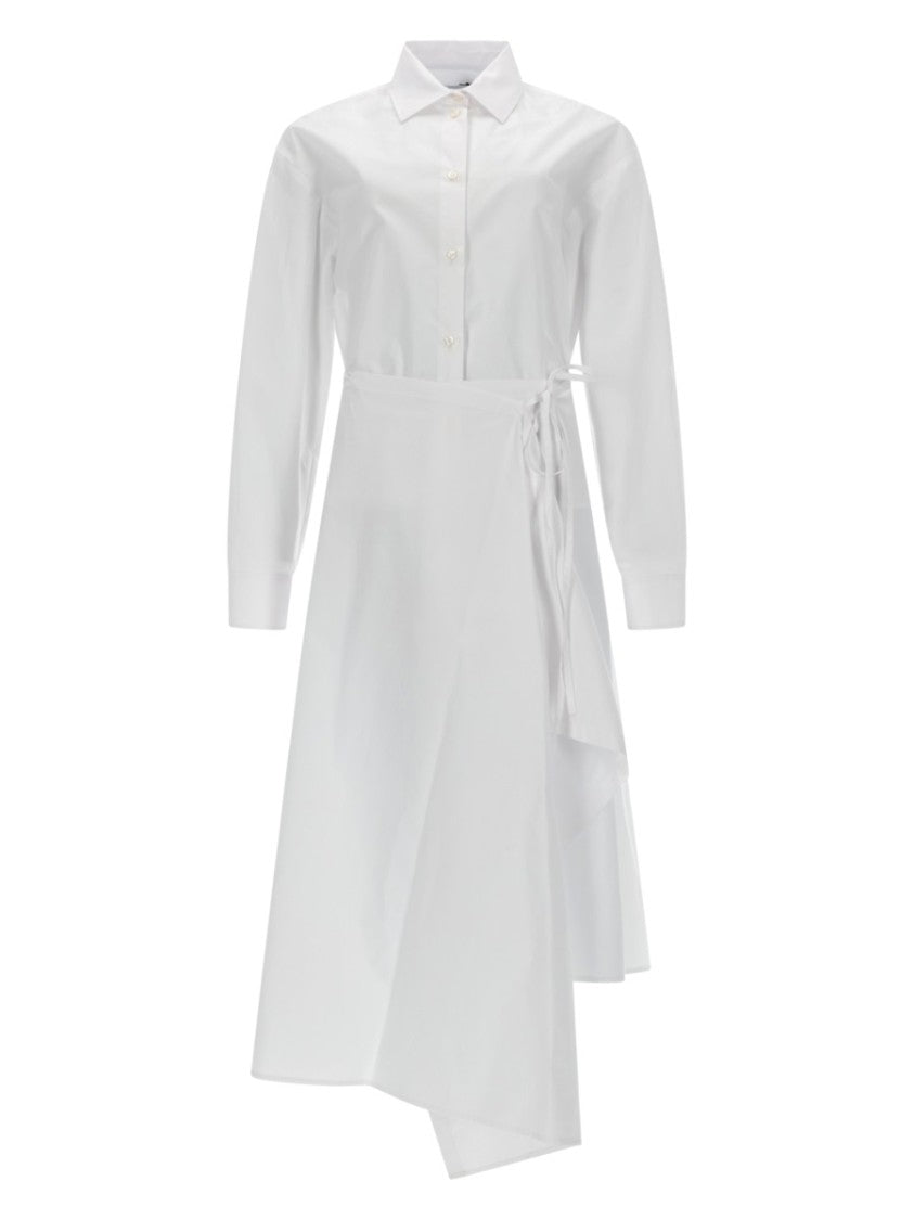 Msgm Asymmetrical Shirt Bodice Layered Wrap Dress