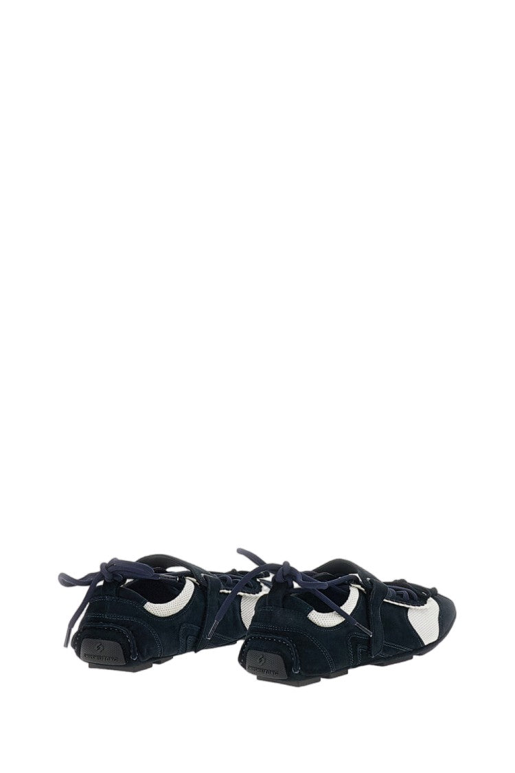 Shushu/Tong White/Blue Suede Mesh Ballerina Flat Shoes