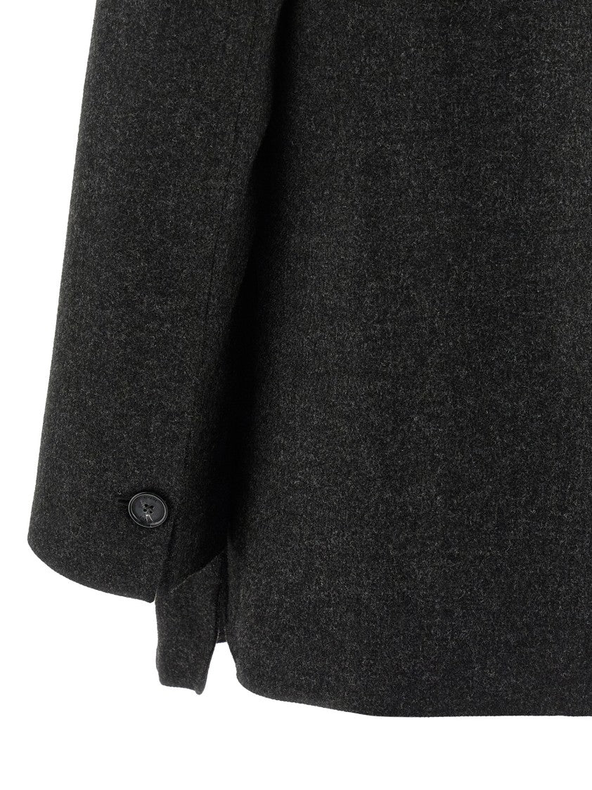 Totême Lightweight Mélange Flannel Blazer With Integrated Scarf