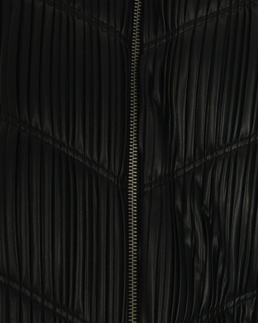 Rotate Pleated Black Bomber Jacket