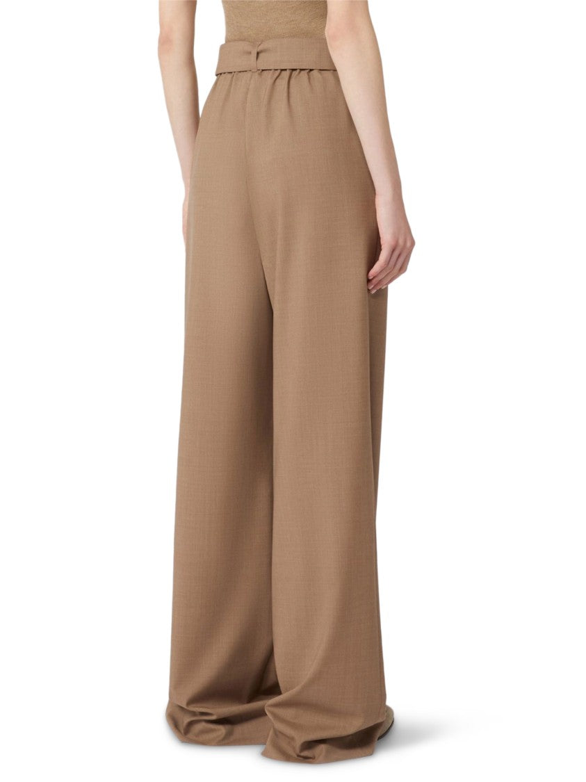 Max Mara High-Waisted Wide-Leg Trousers With Self-Tie Belt