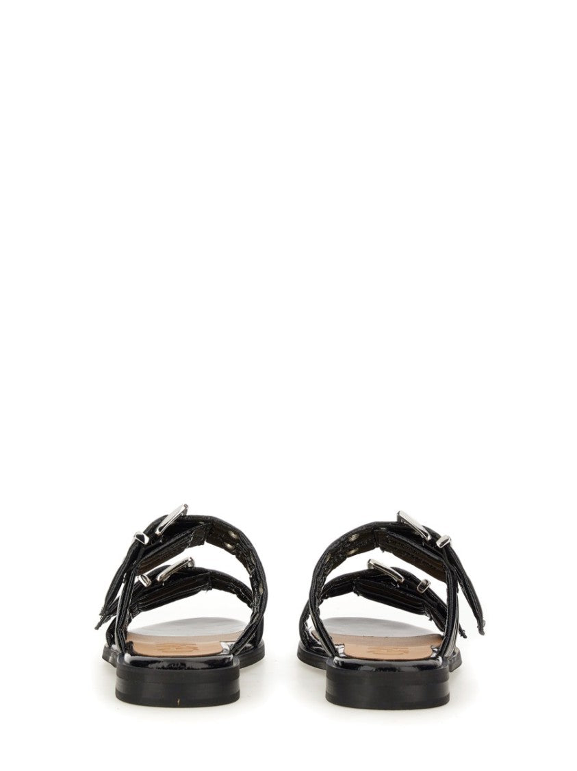 Ganni Glossy Finish Edgy Hardware Sandals