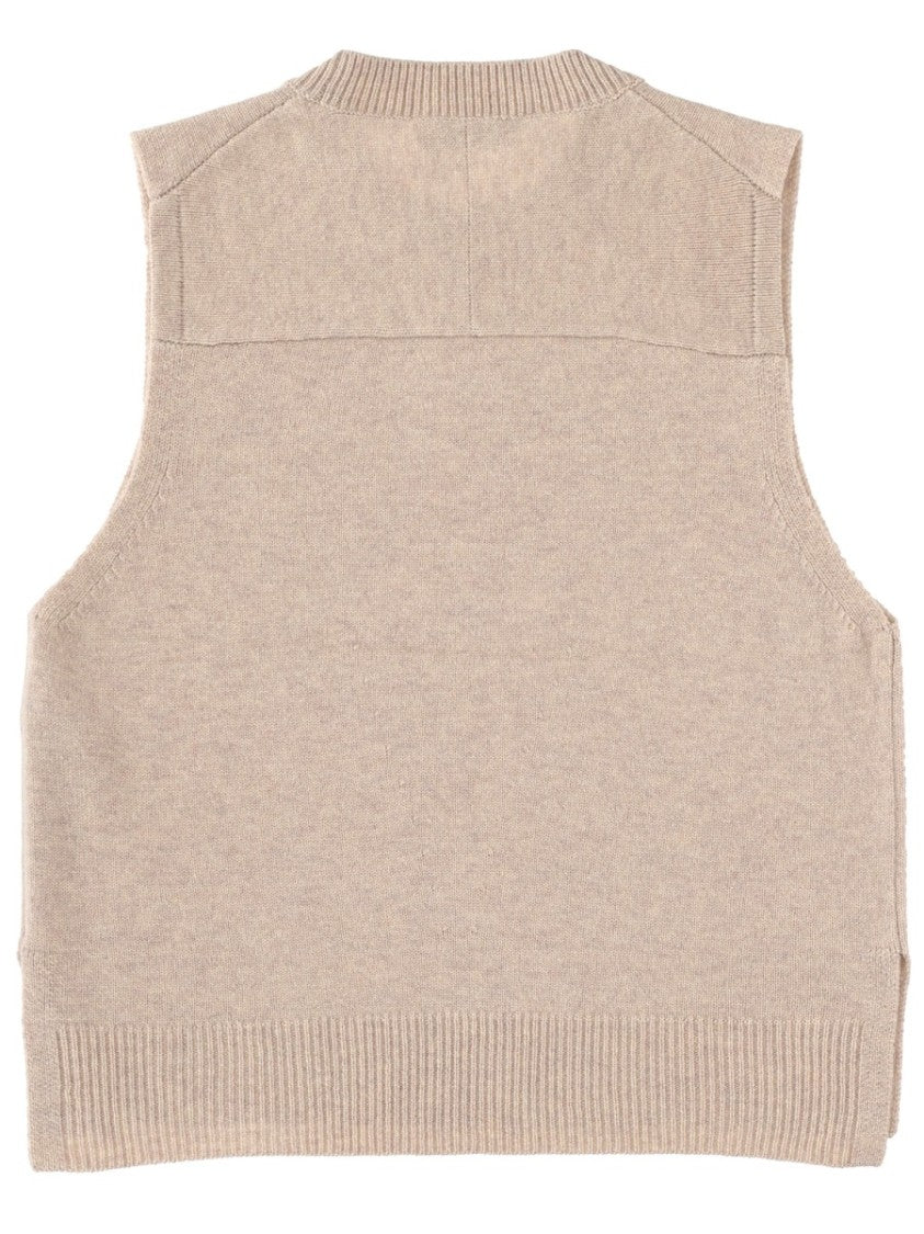 Maison Kitsuné Beige Ribbed Boxy Wool Vest