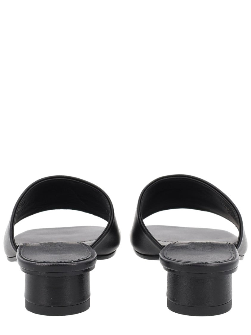 Mm6 By Maison Margiela Black Minimalist Embossed Leather Sandals