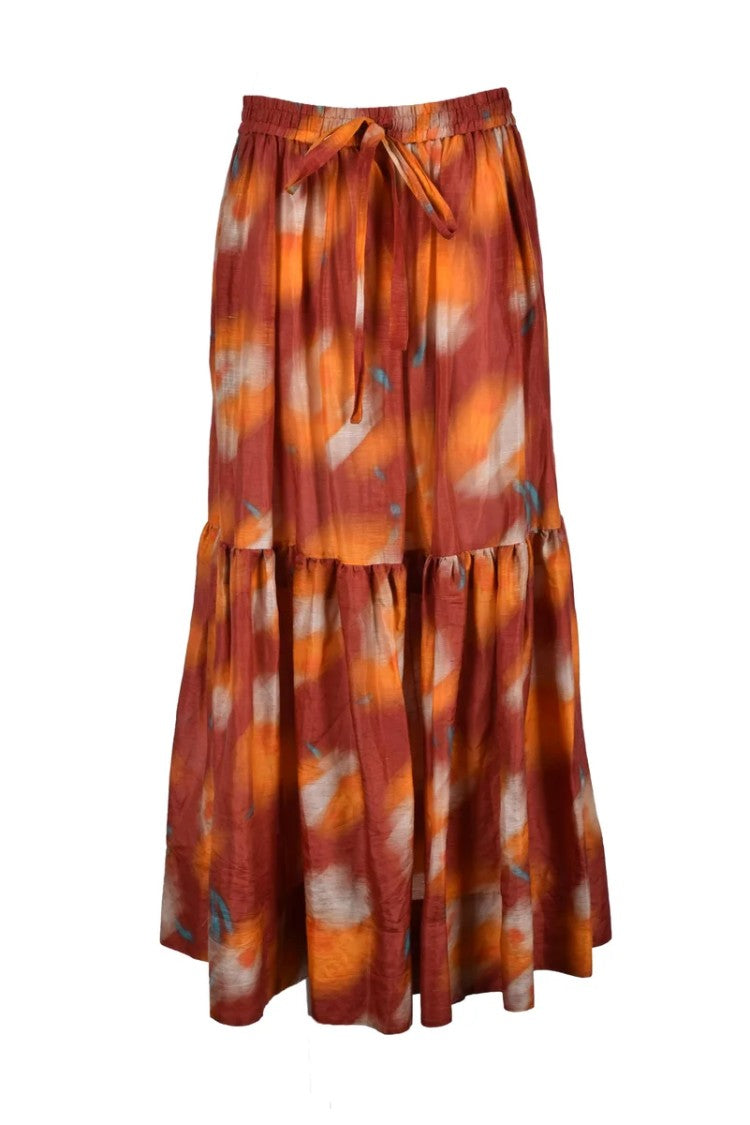 Lee Mathews Flowing Orange Maxi Skirt