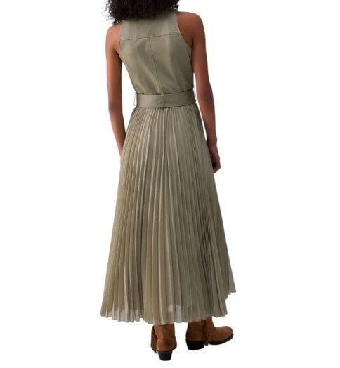 Liu Jo Gabardine Midi Dress With Collar And Adjustable Belt