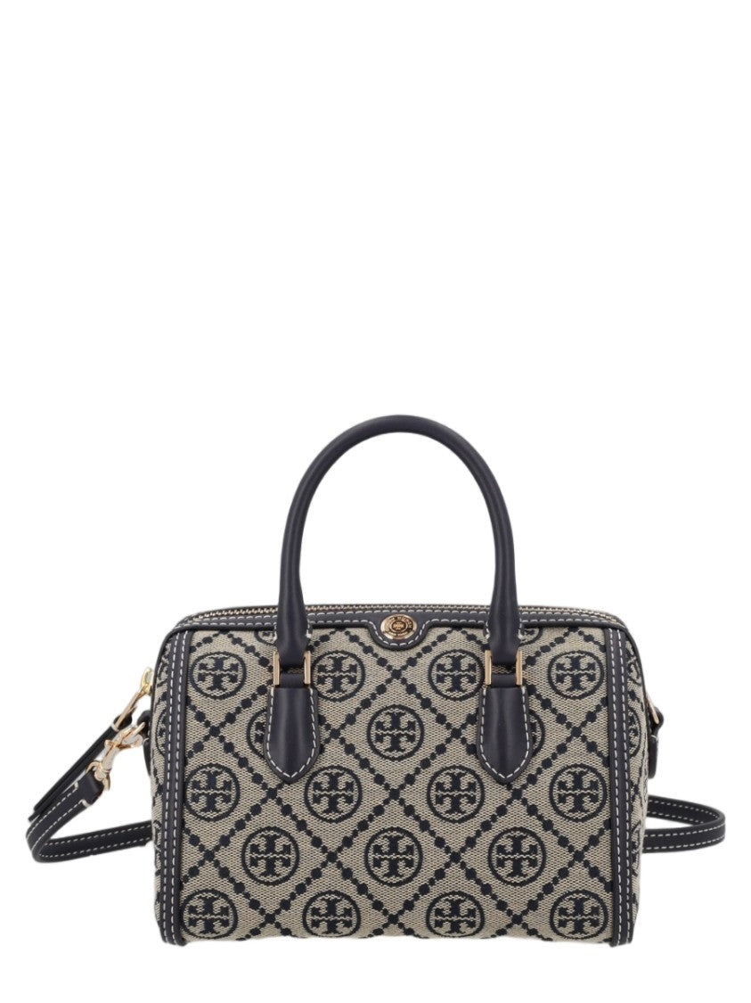 Tory Burch Petite Structured Handbag With Monogram Pattern And Gold-Tone Hardware