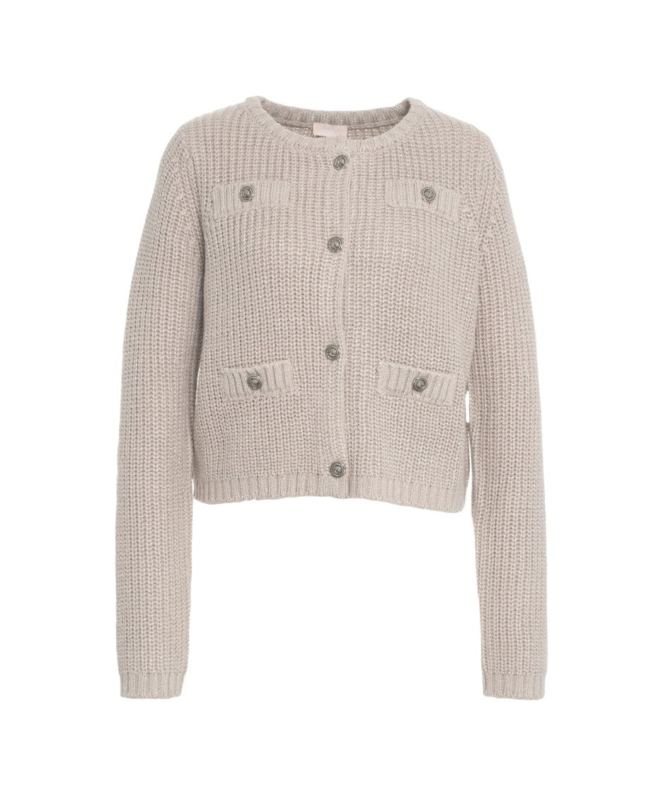 Liu Jo Lurex Knit Cardigan With Decorative Buttons