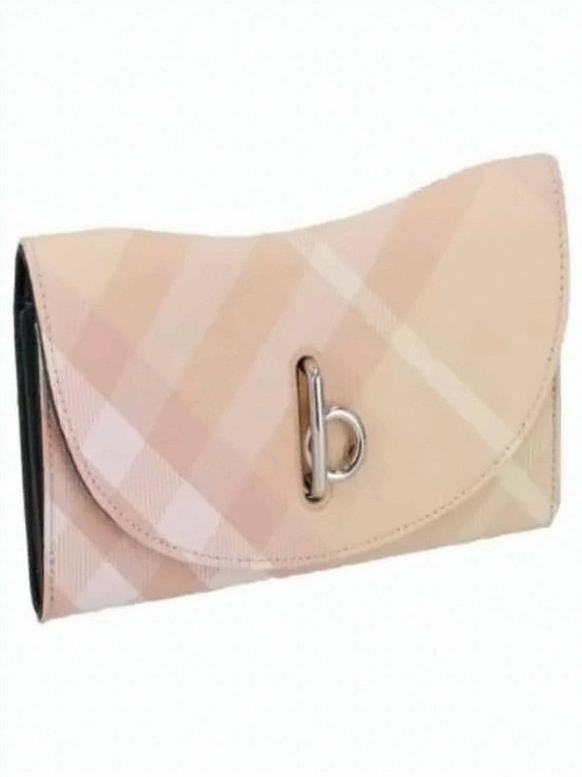 Burberry Long Check Wallet With Curved Flap And Silver-Tone Clasp