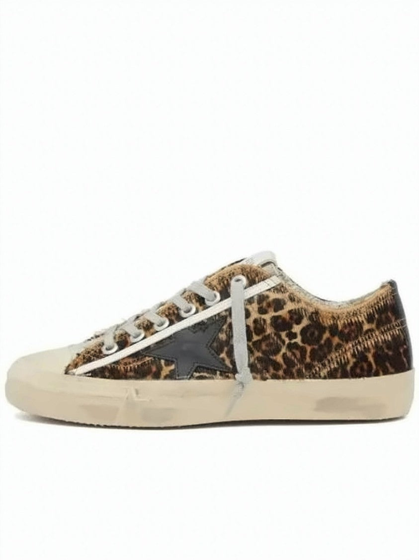 Golden Goose Leopard Print Low-Top Sneakers With Textured Upper