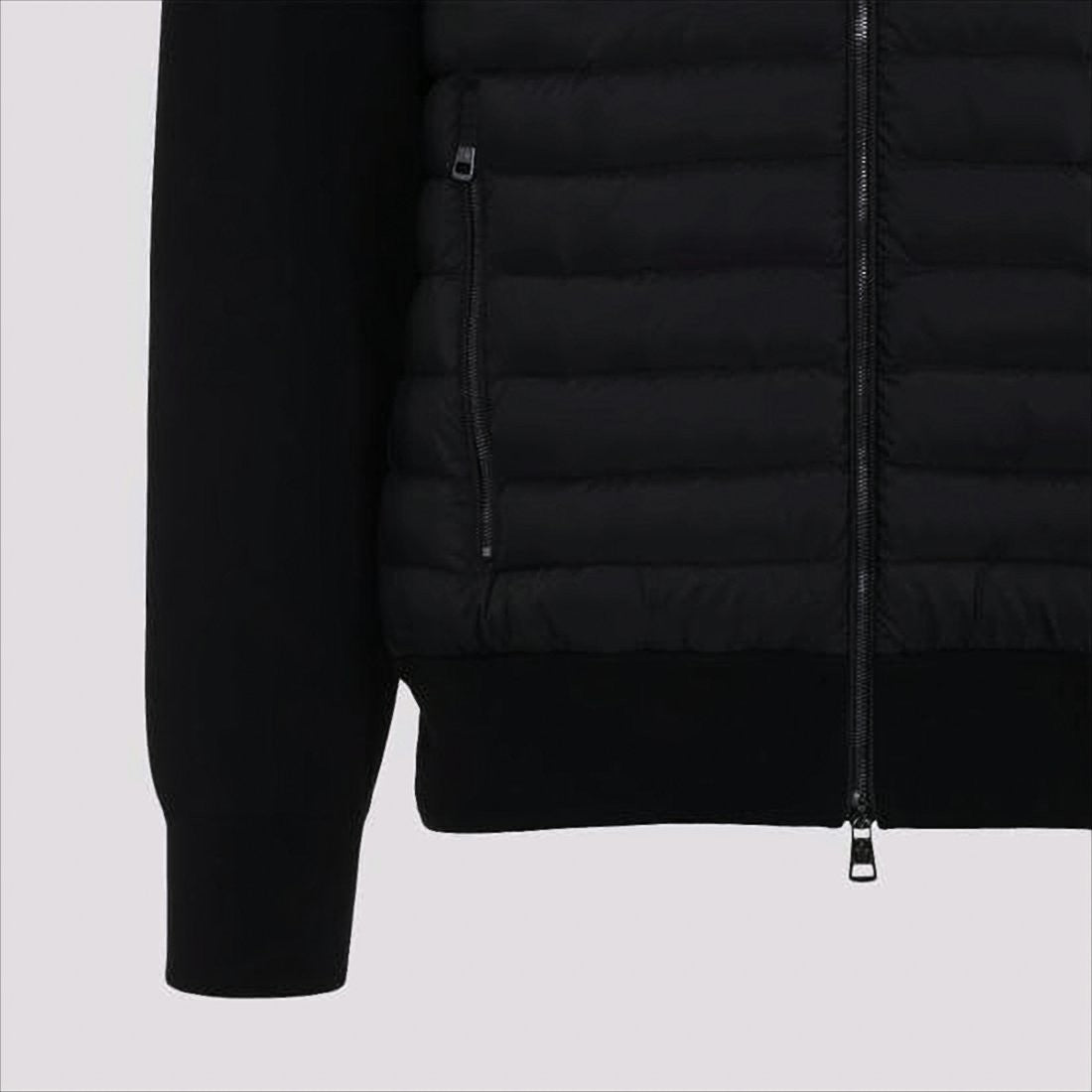Moncler Black Zip-Up Knit With Padded Front And Quilted Detailing