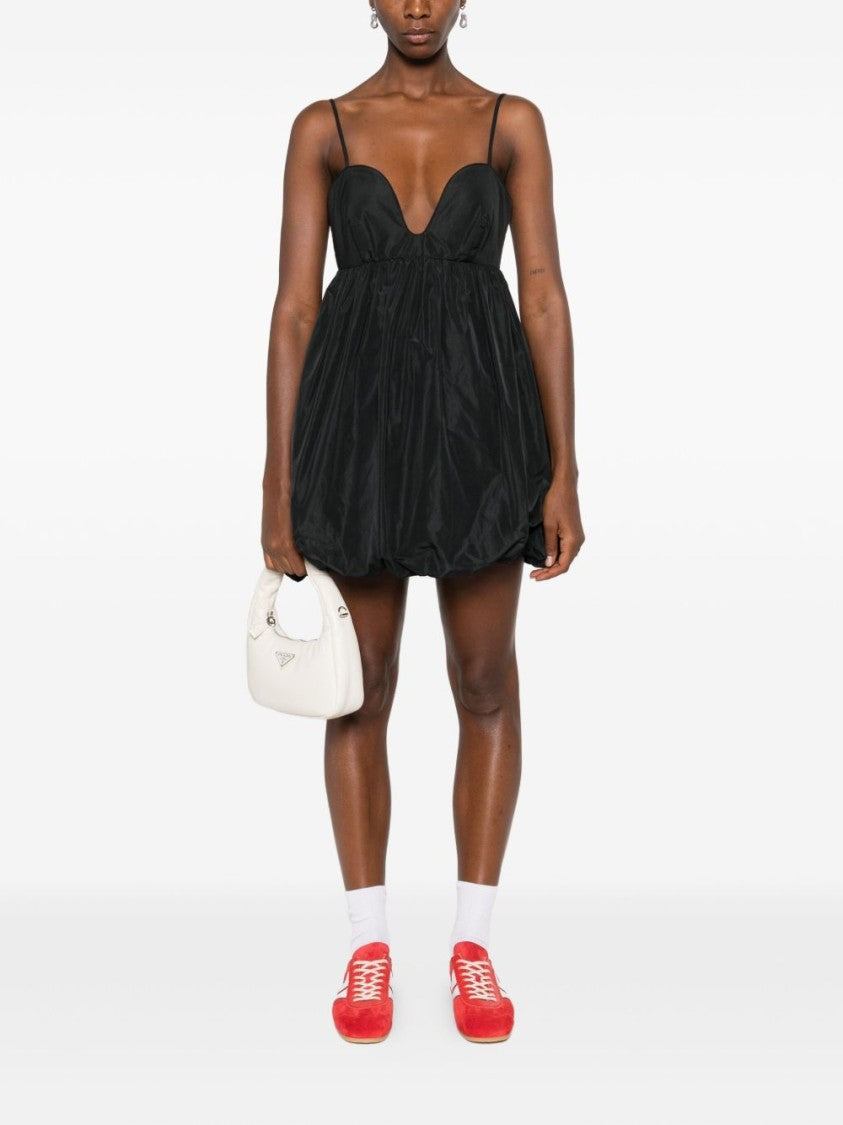 Pinko Short Black Mini Dress With Bubble Hem