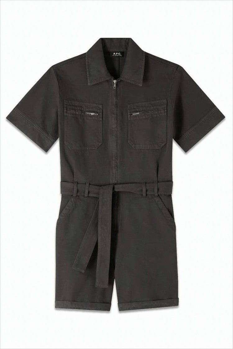 A.P.C. Black Short-Sleeved Jumpsuit With Zippered Pockets