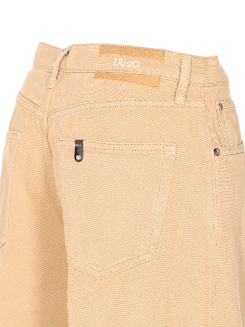 Liu Jo Beige Five-Pocket Logo Jeans
