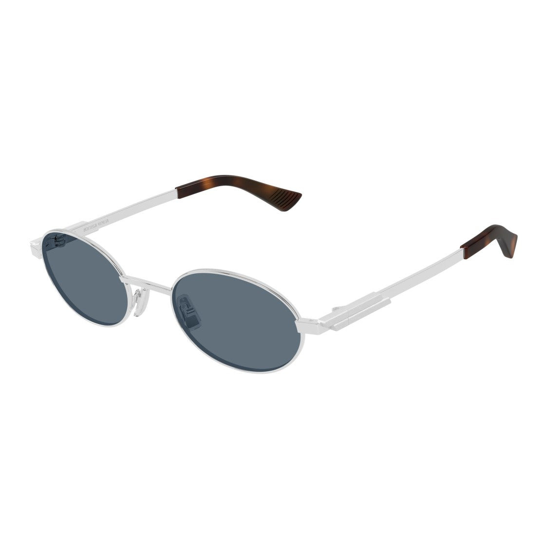 Bottega Veneta Oval Metal Frame Sunglasses With Dark Lenses And Elegant Temples