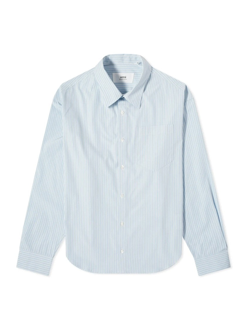 Ami Paris De Coeur Boxy Fit Striped Shirt