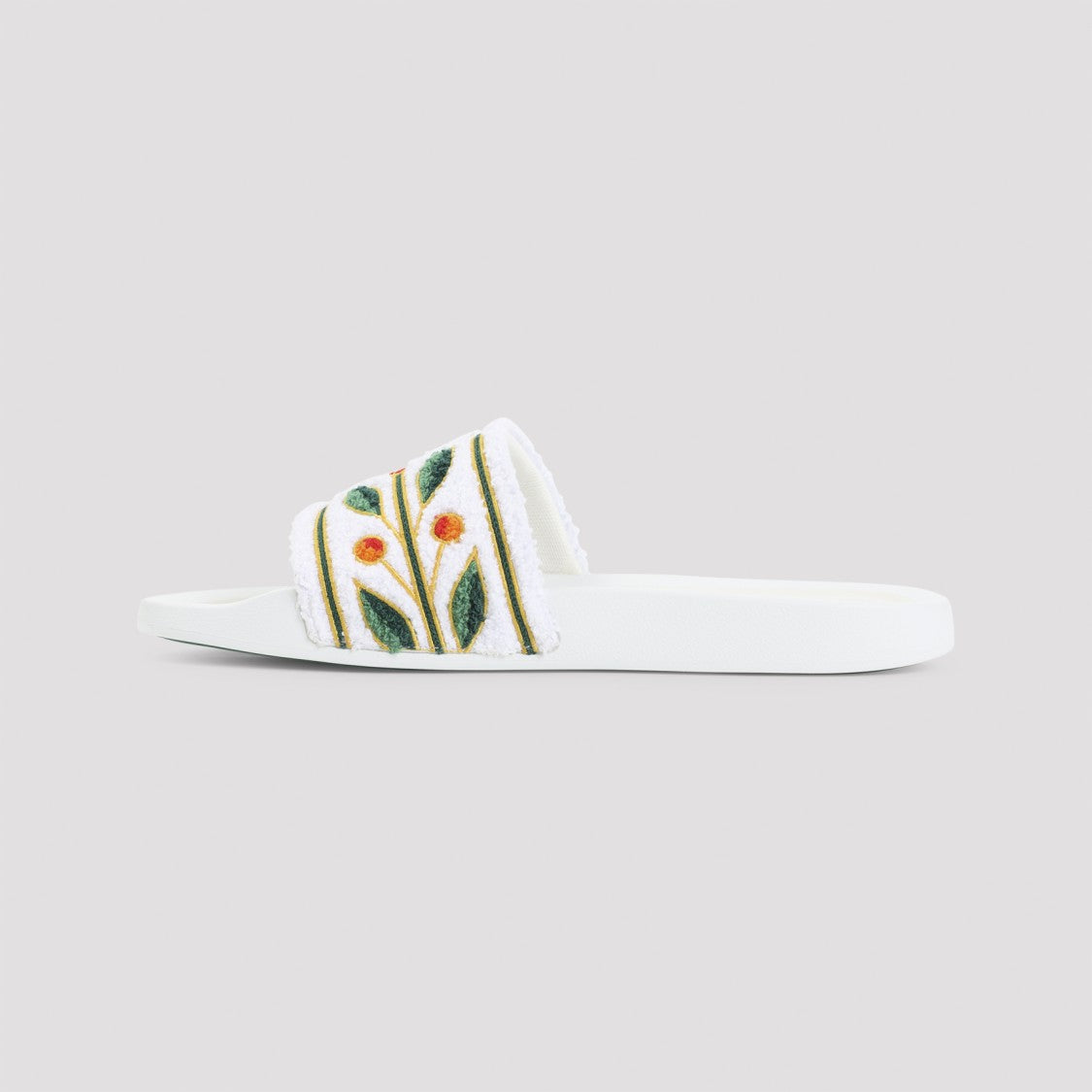 Casablanca Embroidered Terry White Sandals