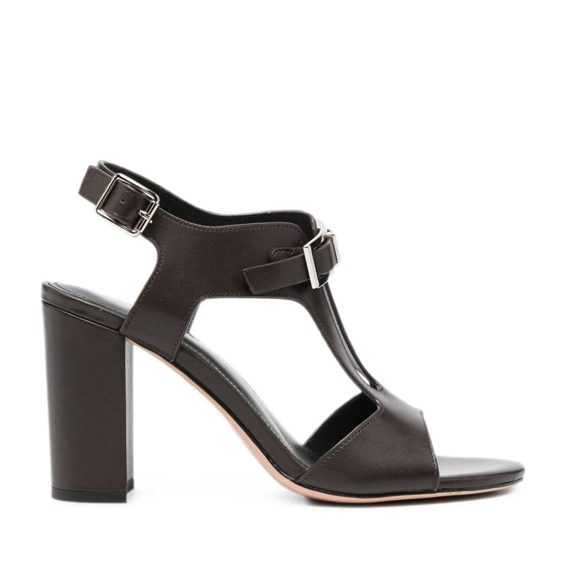 Adrianna Feretti Brown Adjustable Buckle T-Strap Leather Sandals