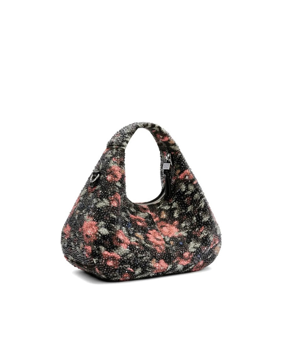 Ganni Mini Hobo Bag With Textured Floral Pattern