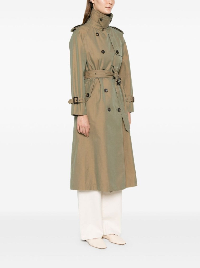 L'impermeabile Green Cotton Trench Coat With Double-Breasted Design