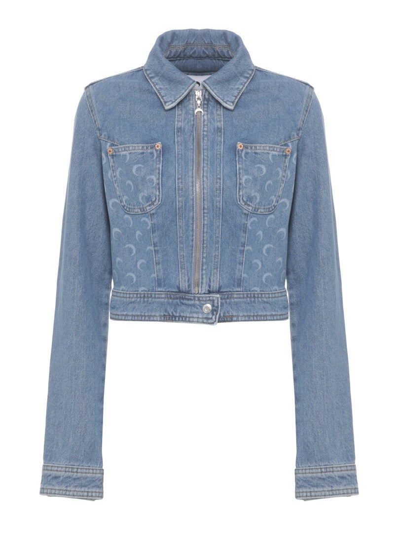 Marine Serre Light Blue Moon Pattern Denim Jacket