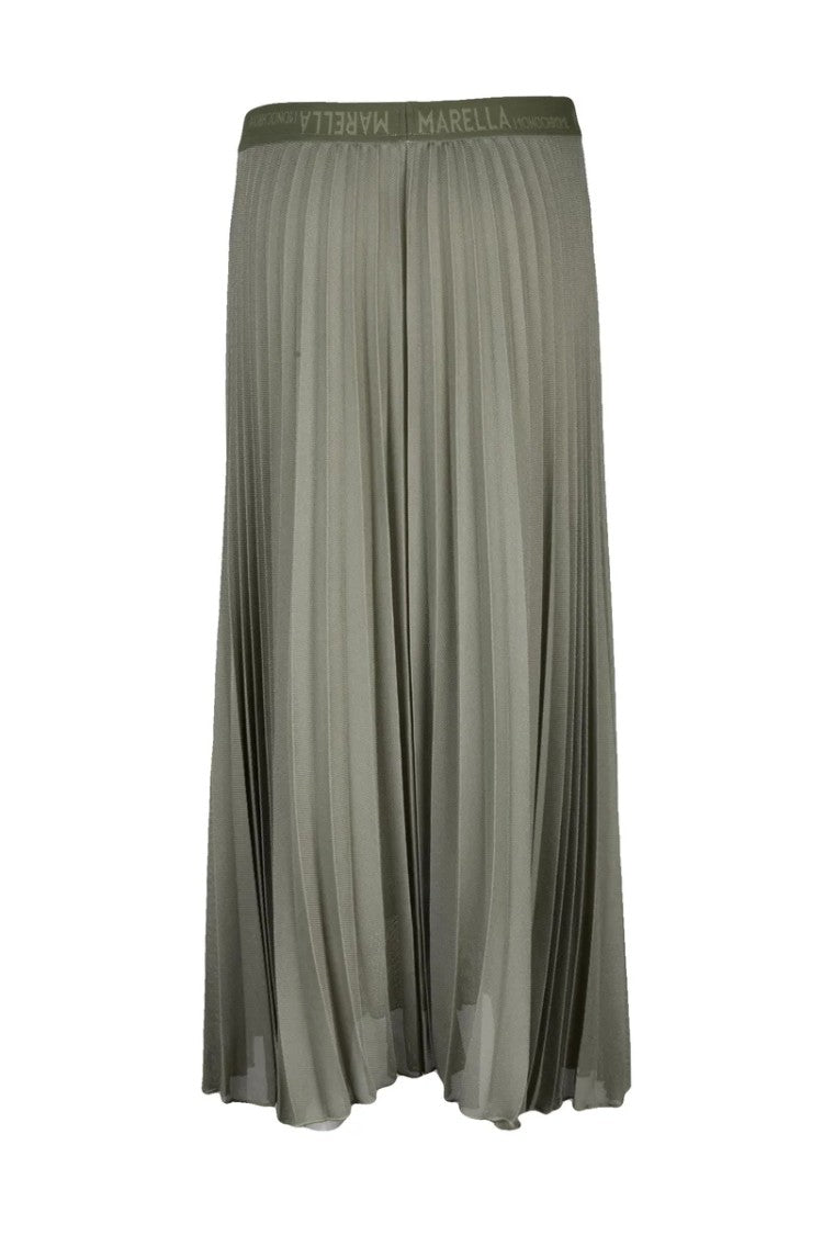 Marella Monochrome Acerbo Pleated Skirt - Green