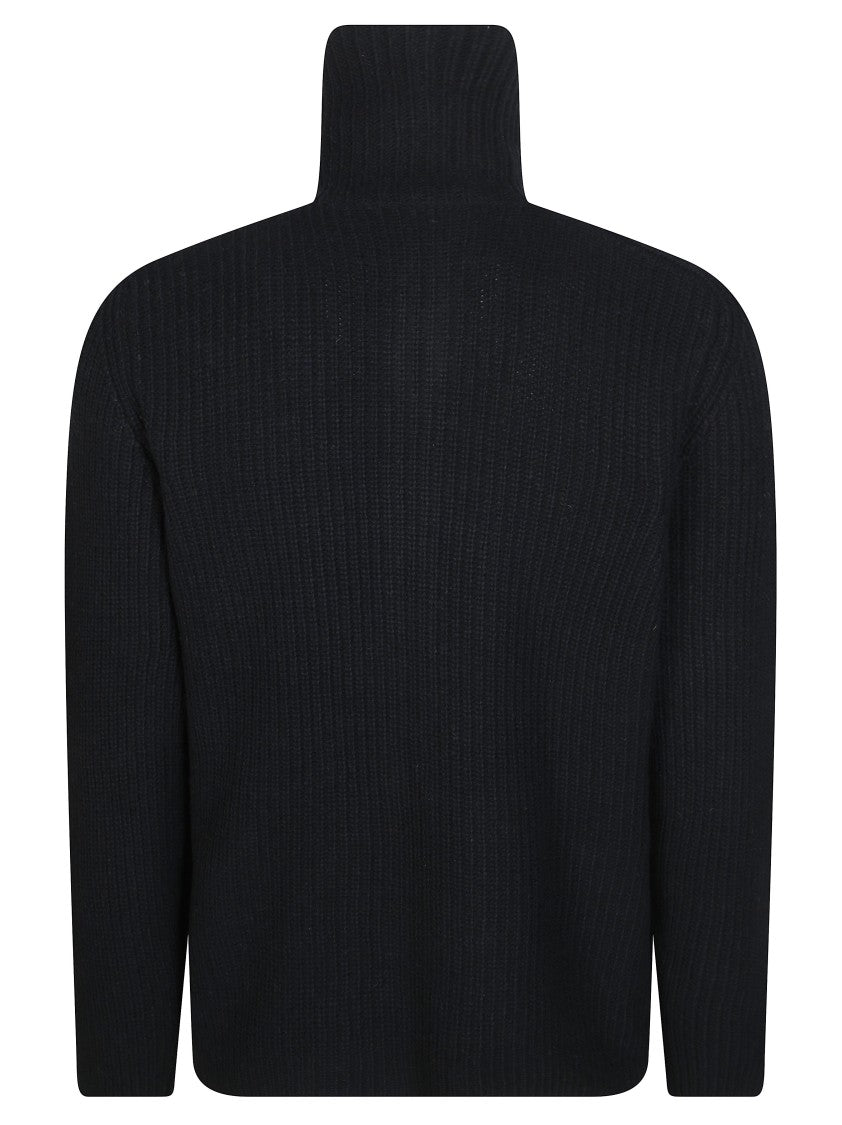 Tagliatore Ribbed Knit High-Collar Zip-Through Knit