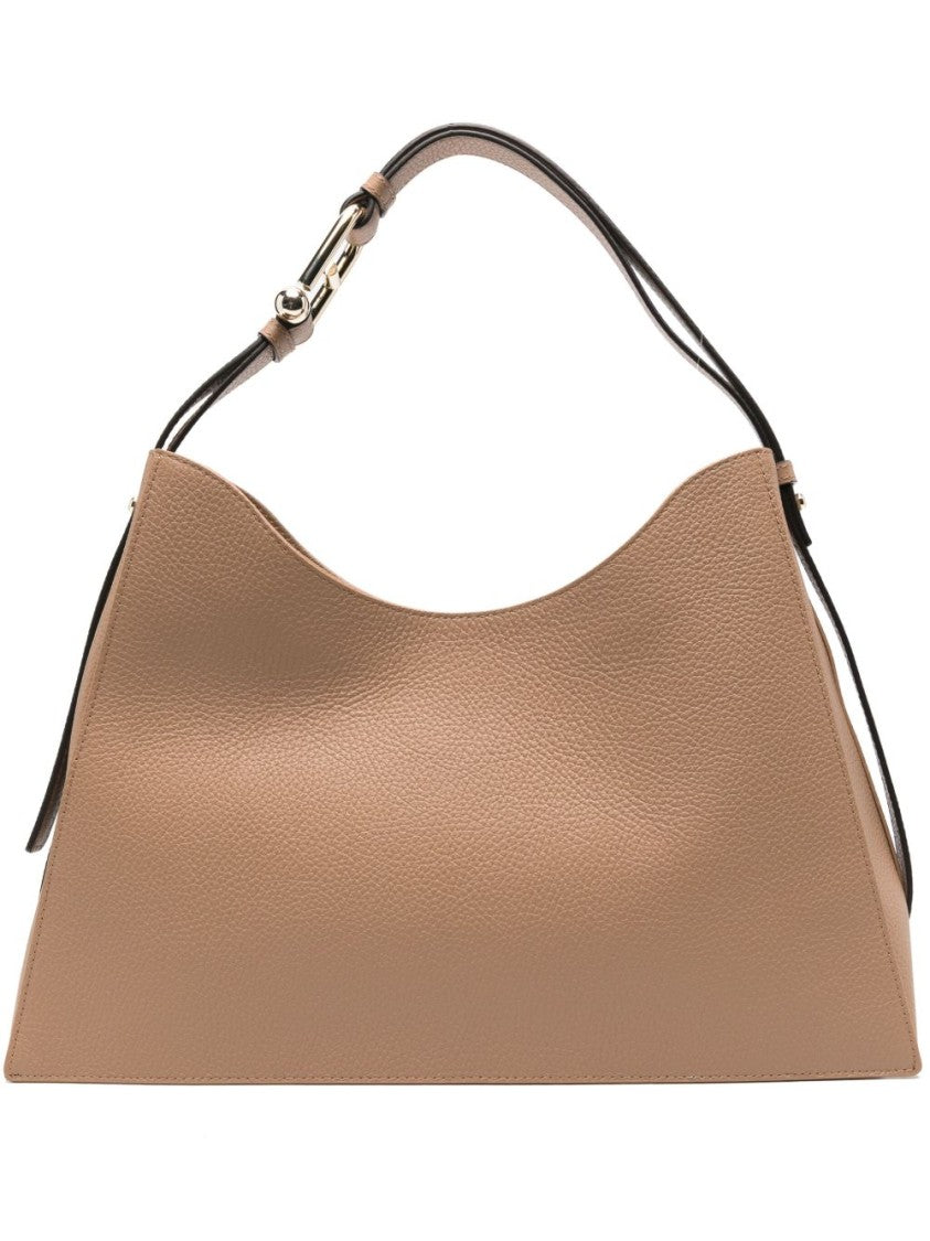 Furla Light Brown Textured Leather Shoulder Bag