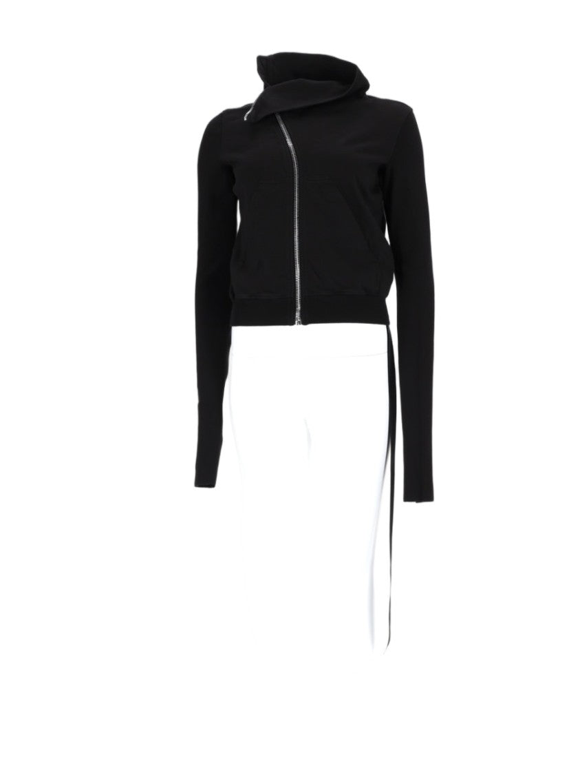 Drkshdw By Rick Owens Mountain Asymmetrical Zip High Collar Cotton Sweatshirt