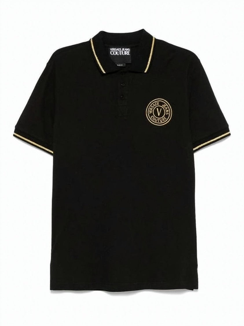 Versace Versace V Emblem Embroidered Polo Shirt