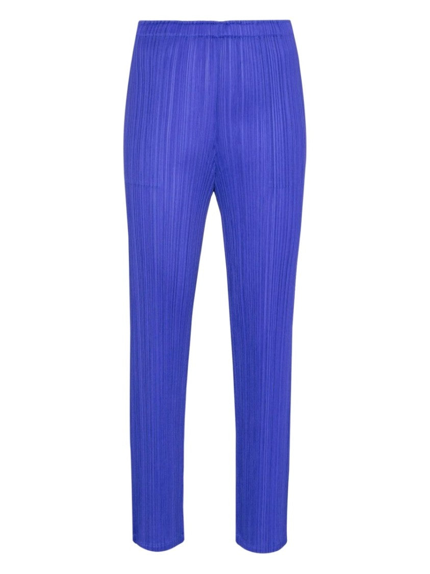 Pleats Please Issey Miyake Blue Vibrant Pleated Straight-Leg Pants