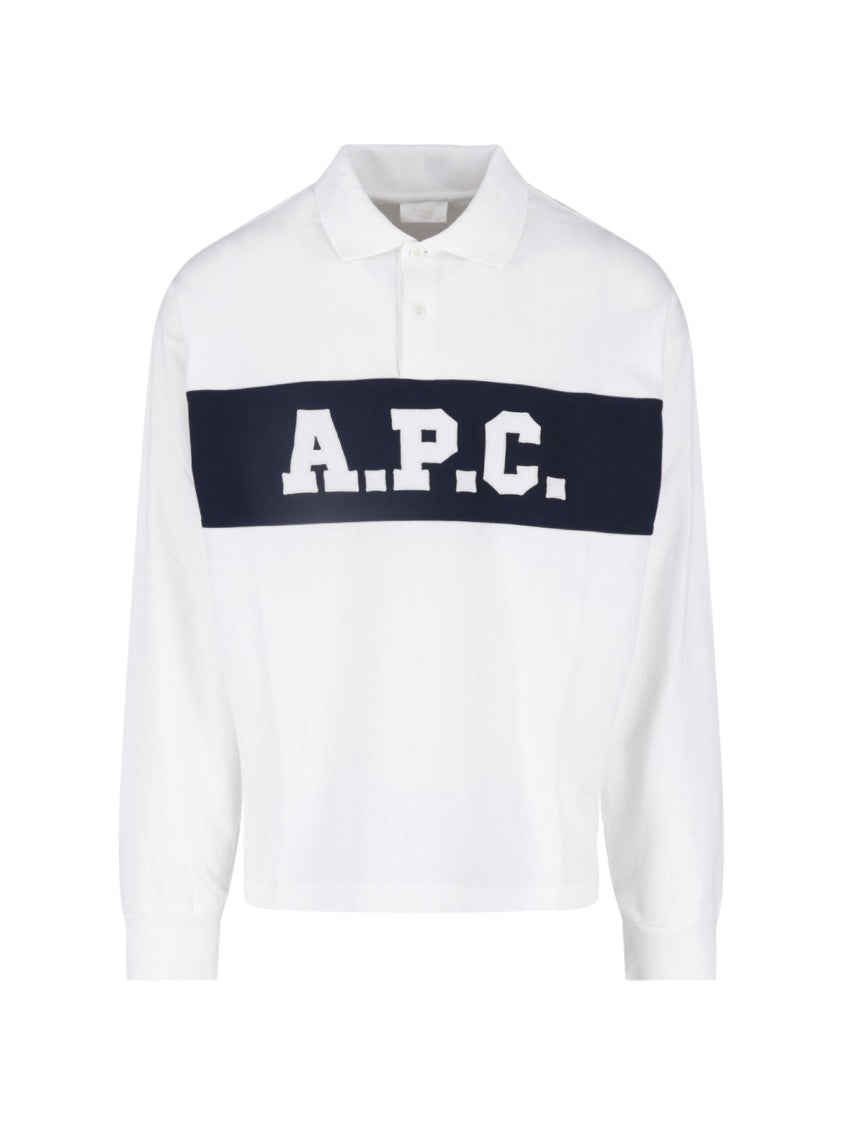 A.P.C. White Cotton Long-Sleeve Logo T-Shirt